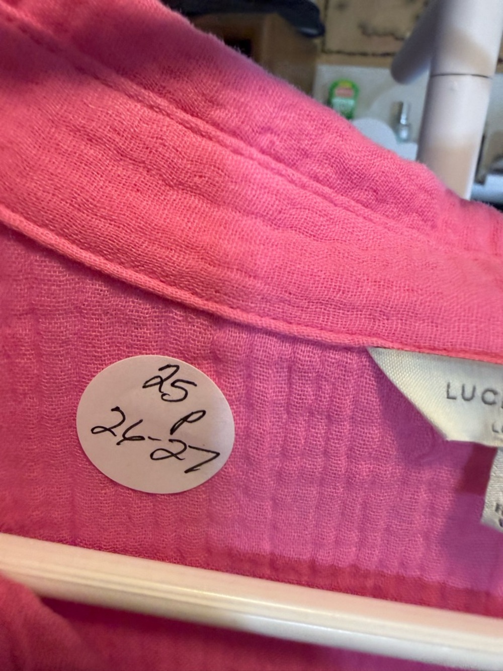 Lucky Brand Pink Button-Down Short Sleeve Shirt - Picture 6 of 7